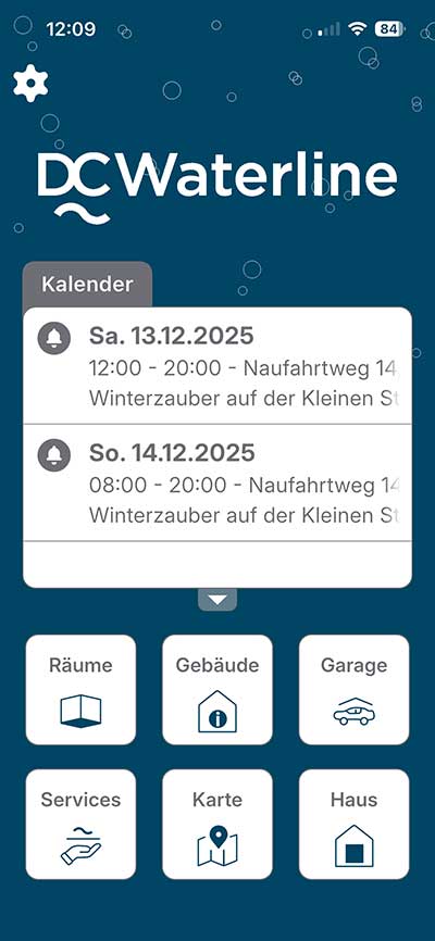 Danach über den „Haus“-Button mit E-Mail und Passwort einloggen.